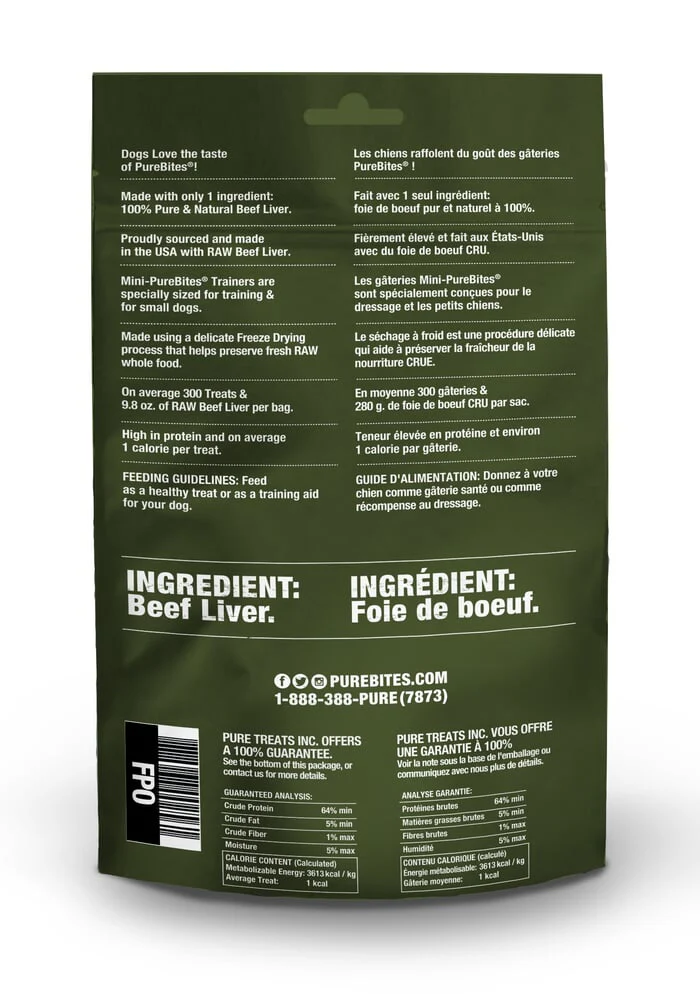 PureBites - Mini gâteries d'entraînement pour chien - Foie de boeuf - 270g – Image 2