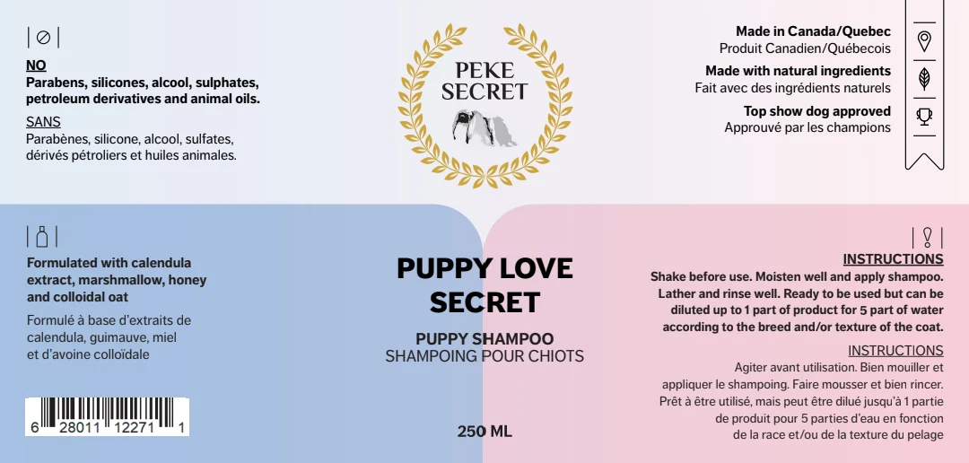 Peke Secret - Shampoing naturel pour chiot et chaton | Puppy Love Secret - 250ml – Image 2