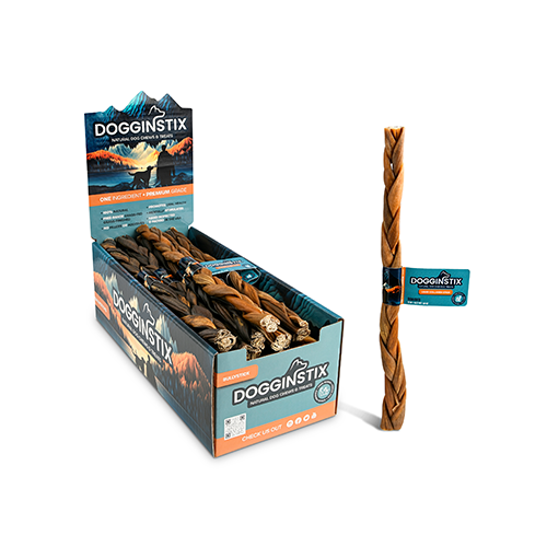 Doggin Stix - Bâton de collagène d'agneau pour chien | 12" - Tressé