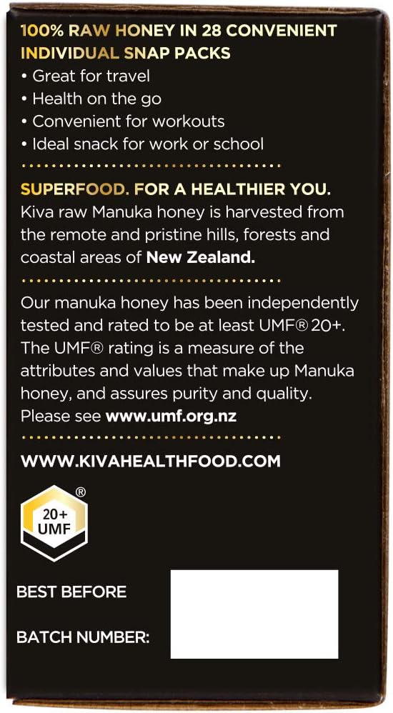 Kiva - Miel de Manuka | Paquet individuel 5g | 20+ UMF | 830+MGO – Image 3