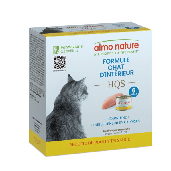 Almo Nature Hqs - Formule Chat D'intérieur - Recette De Poulet En Sauce | Boîte de 6 x 50gr