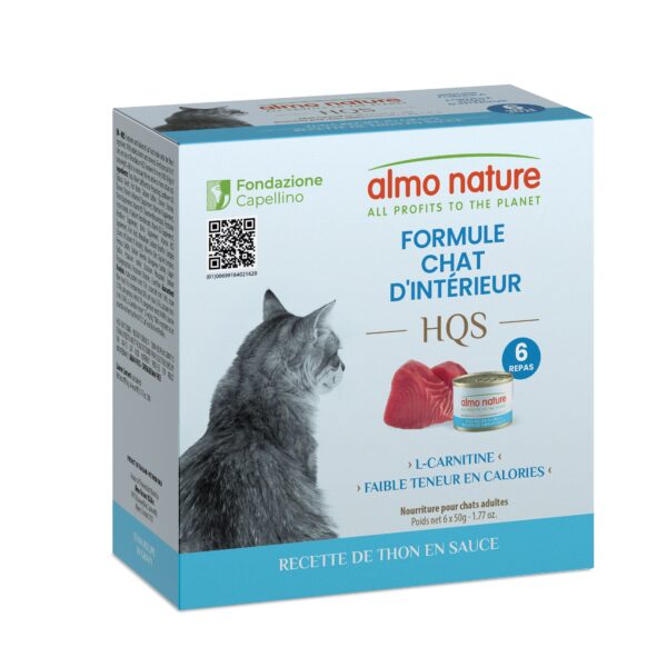 Almo Nature Hqs - Formule Chat D'intérieur - Recette De Thon En Sauce | Boîtes De 6 x 50gr