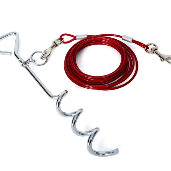 Bud'z Pieu En Spiral 16" / 40 Cm Avec Câble D'attache 15' / 4.5m