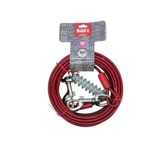 Bud'z Câble D'attache 30' / 9m Avec Ressort (pour Chiens Jusqu’à 160 Lb)