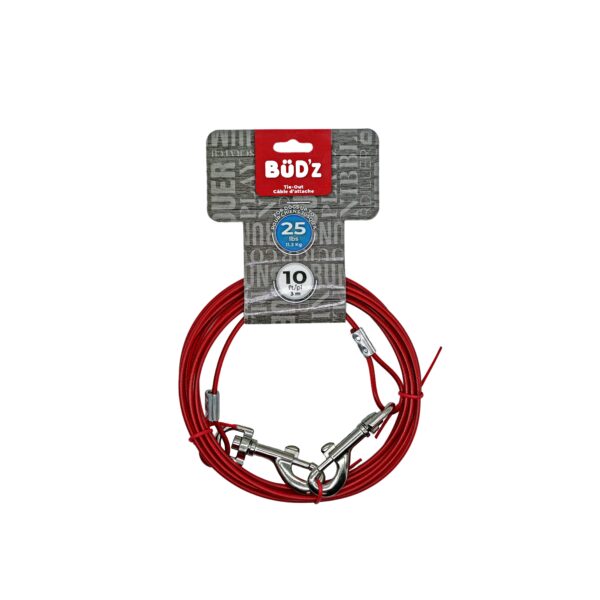 Bud'z Câble D'attache 10' / 3m (pour Chiens Jusqu'à 25 Lb)