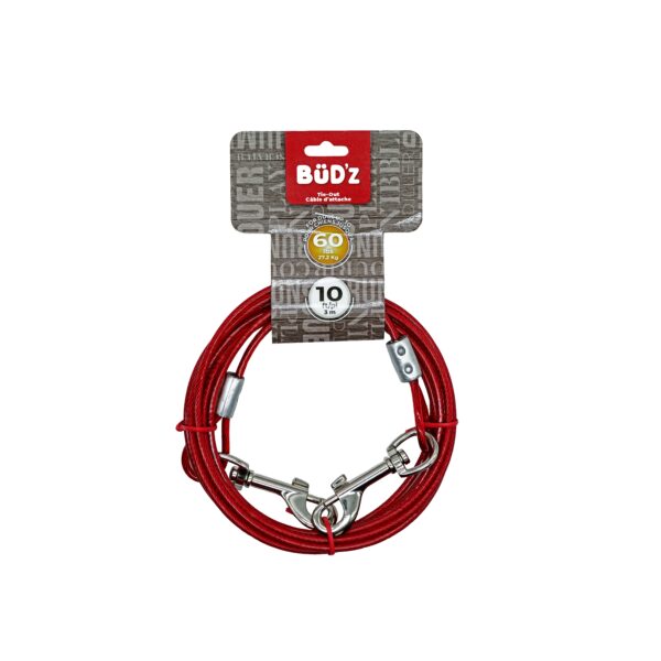 Bud'z Câble D'attache 10' / 3m (pour Chiens Jusqu'à 60 Lb)