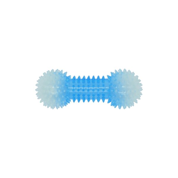 Bud'z | Jouet En Caoutchouc Lumineux Pour Chien - Haltère à Pointes, Bleu 16cm