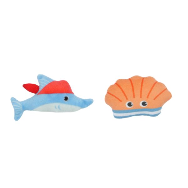 Bud'z jouet pour chat - Duo de Poisson pirate & coquillage avec herbe à chat | 8cm