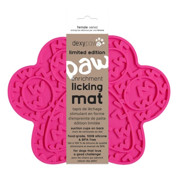 Dexypaws Tapis De Léchage Stimulant En Forme D'empreinte De Patte, Rose