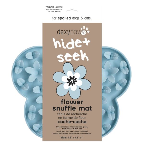 Dexypaws Tapis De Léchage En Silicone "cache-cache" Fleur, Bleu