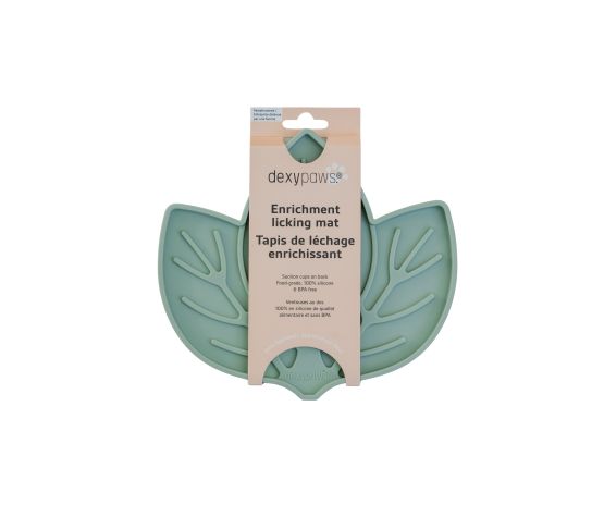 Dexypaws - Tapis De Léchage Stimulant En Forme De Feuille | Vert Sauge