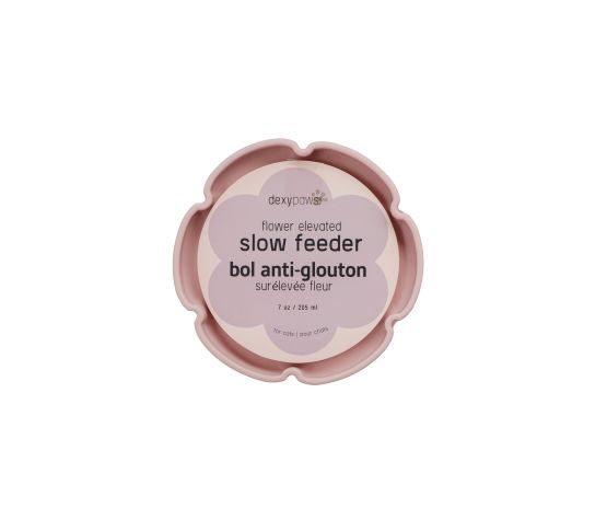 Dexypaws - Bol surélevé en céramique pour chat - 7.75oz | Avec ralentisseur - Forme de fleur