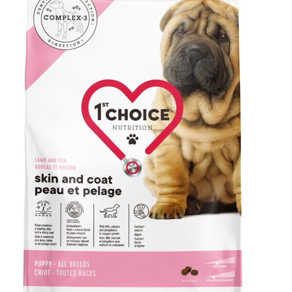 1st choice chiot toute races peau & pelage - agneau & poisson