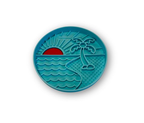 Messy Mutts - Bol d'alimentation en silicone | Turquoise à motif de plage