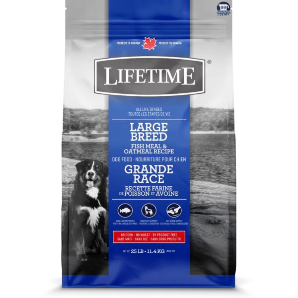 Lifetime - Nourriture Pour Chien De Grande Race | Poisson et avoine 11.4 Kg (25lbs)