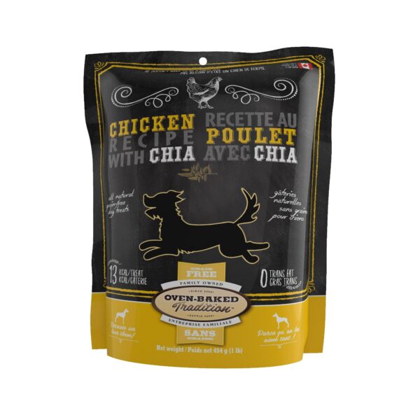 Oven Baked Tradition Gâteries Pour Chien, Sans Grains, Biscuits Poulet et chia 454g