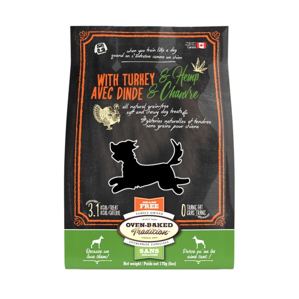 Oven Baked Tradition Gâteries Pour Chien, Tendres à la dinde et au chanvre 6oz