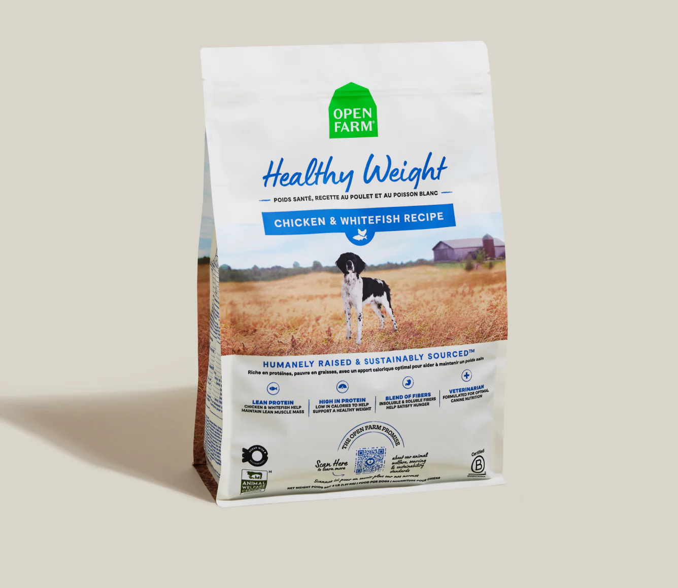 Open Farm - Nourriture pour chien | Poids santé - Recette au poulet et au poisson blanc