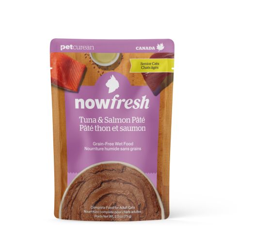 Petcurean Now Fresh - Nourriture humide sans grains pour chat âgé | Pâté thon & saumon 2.5 oz