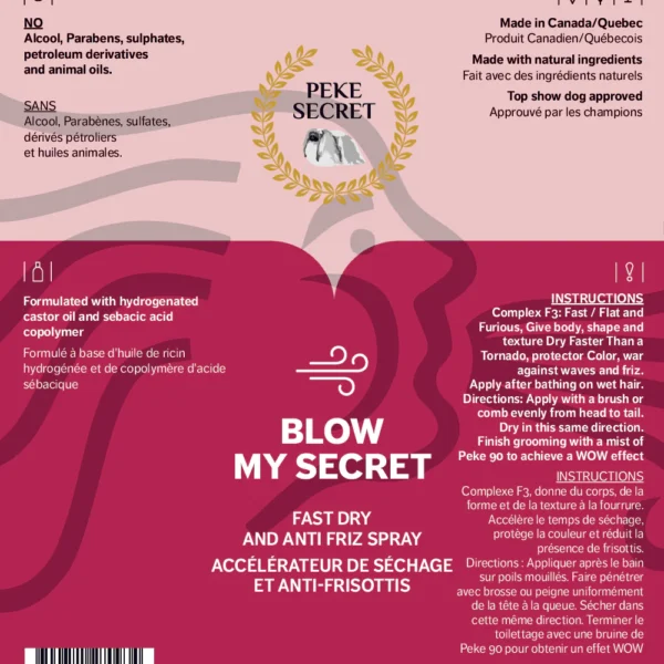Peke Secret - Accélérateur de séchage et anti-frissotis | Blow my Secret - 500ml