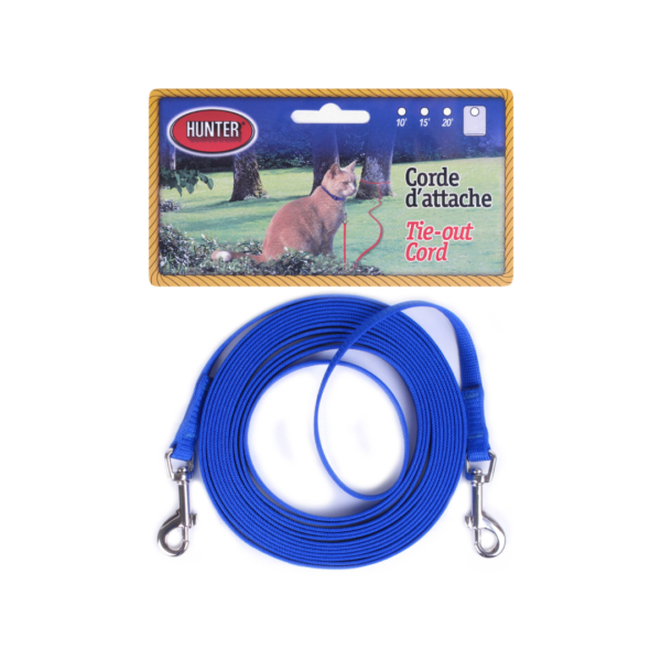 Hunter - Corde d'attache à 2 mousquetons 3/8" x 20' | Chat - Noir