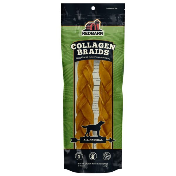 Redbarn Bâtonnet De Collagène Tressé, Grand 12", Sac De 2 Unités