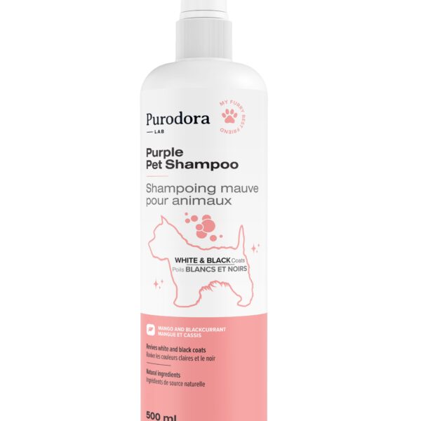 Purodora Lab, Shampoing Mauve Pour Chien à Poil Blanc Ou Noir 500ml