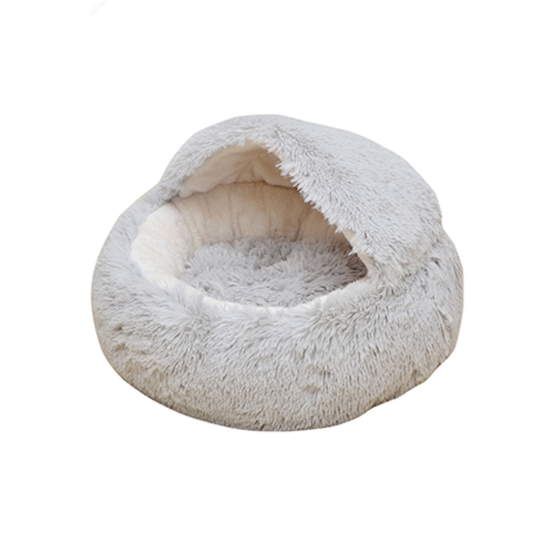 Pet Pals - Lit moderne pour animaux de compagnie en fourrure | Igloo Shag avec capuche
