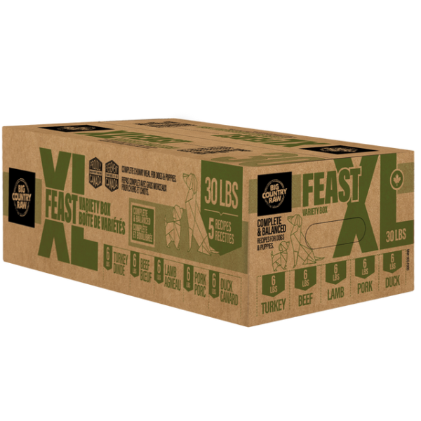 Big Country Raw - Boîte XL Feast dinde, boeuf, agneau, porc & canard | 30 lbs