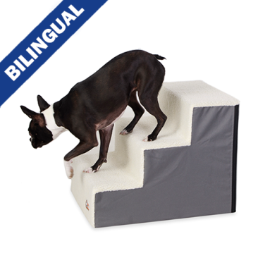 K&H - Marches d'escalier pour animaux de compagnie en polaire 3 marches grises