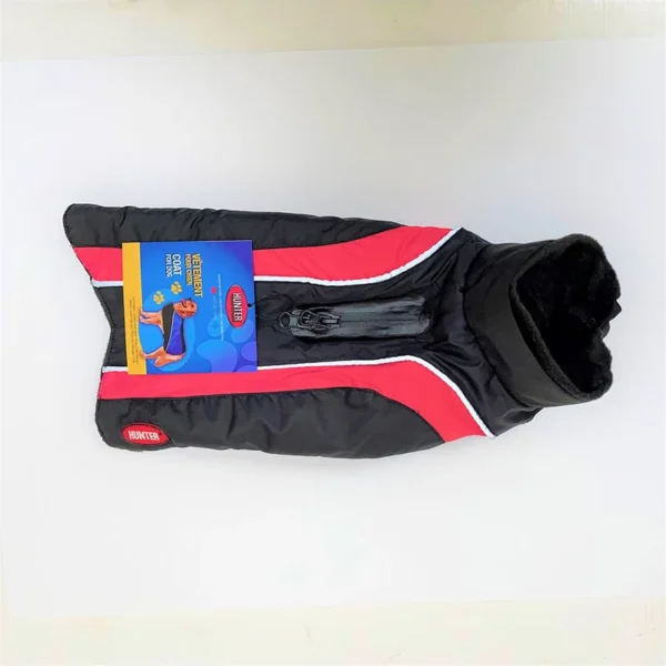 Hunter - Manteau pour chien hydrofuge - Doublure à polar | Noir et rouge