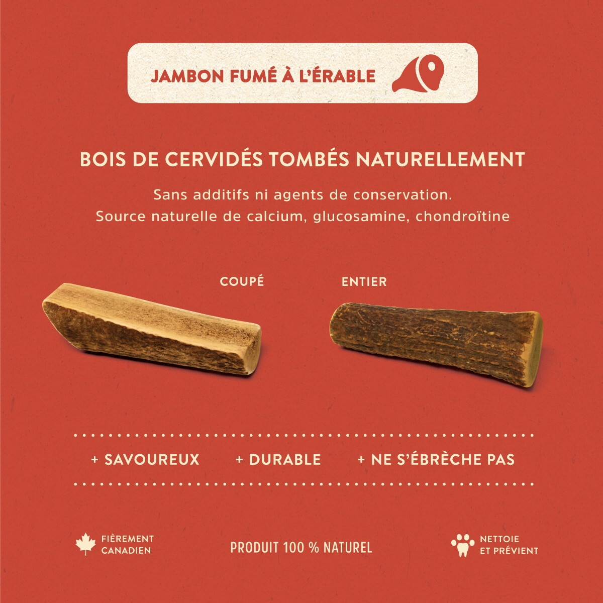 Dentler Bois De Cervidés Entier Fumé à L'érable – Image 3