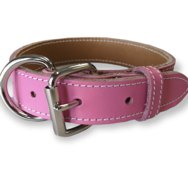Arizona - Collier cuir latigo double 1 1/4"x 26" | Rose