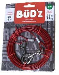 Bud'z Câble D'attache 20' / 6m (pour Chiens Jusqu'à 25 Lb)