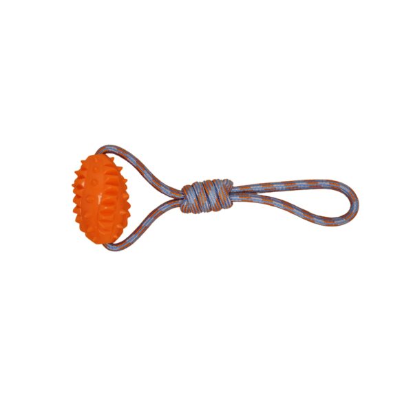 Bud'z | Jouet De Corde Flottante Pour Chien - Ballon De Football Avec Poignée - Orange Et Bleu 38cm