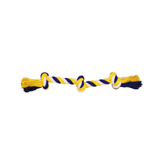 Bud'z - Jouet De Corde Pour Chien avec 3 Noeuds - Large, Bleu Et Jaune 58cm