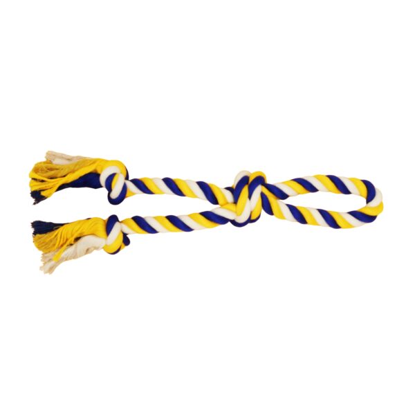 Bud'z - Jouet De Corde Pour Chien, Double Avec 3 Noeuds - Large, Bleu Et Jaune 60cm