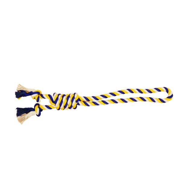 Bud'z - Jouet De Corde Pour Chien, Double Avec Boucle Et Noeud Coulant - Large, Bleu Et Jaune 70cm