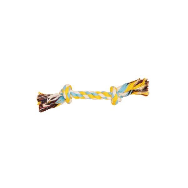 Bud'z - Jouet De Corde Pour Chien, Avec 2 Noeuds - Bleu Ciel Et Jaune 22cm