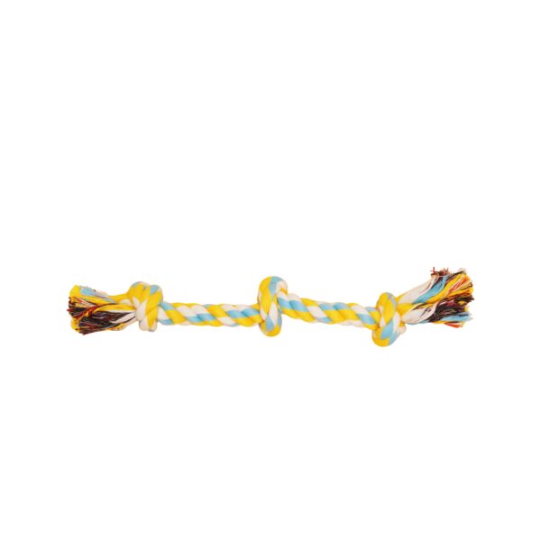 Bud'z - Jouet De Corde Pour Chien, Avec 3 Noeuds - Bleu Ciel Et Jaune 31cm