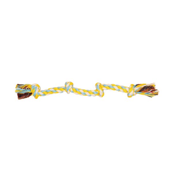 Bud'z - Jouet De Corde Pour Chien, Avec 4 Noeuds - Bleu Ciel Et Jaune 40cm
