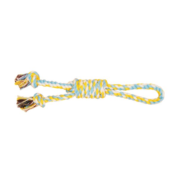Bud'z - Jouet De Corde Pour Chien, Double Avec Boucle Et Noeud Coulant - Bleu Ciel Et Jaune 35cm