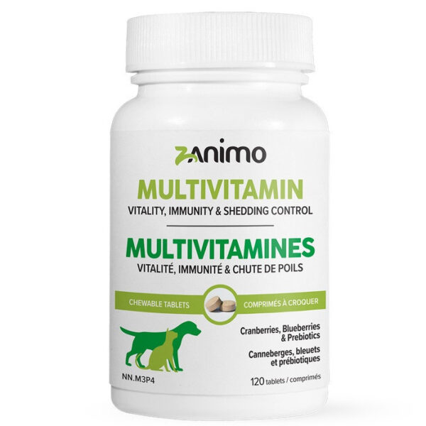 Zanimo - Multivitamine et prébiotique pour chat et chien | Chute de poils - 120 comprimés